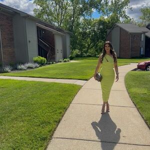 House of CB Vibrant Lime One Shoulder Dress